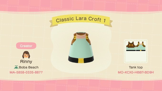 Skins de Tomb Raider em Animal Crossing: New Horizons